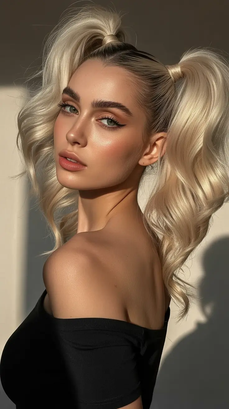 Elegant long hairstyles 2026 High Twin Ponytails With Sculpted Volume