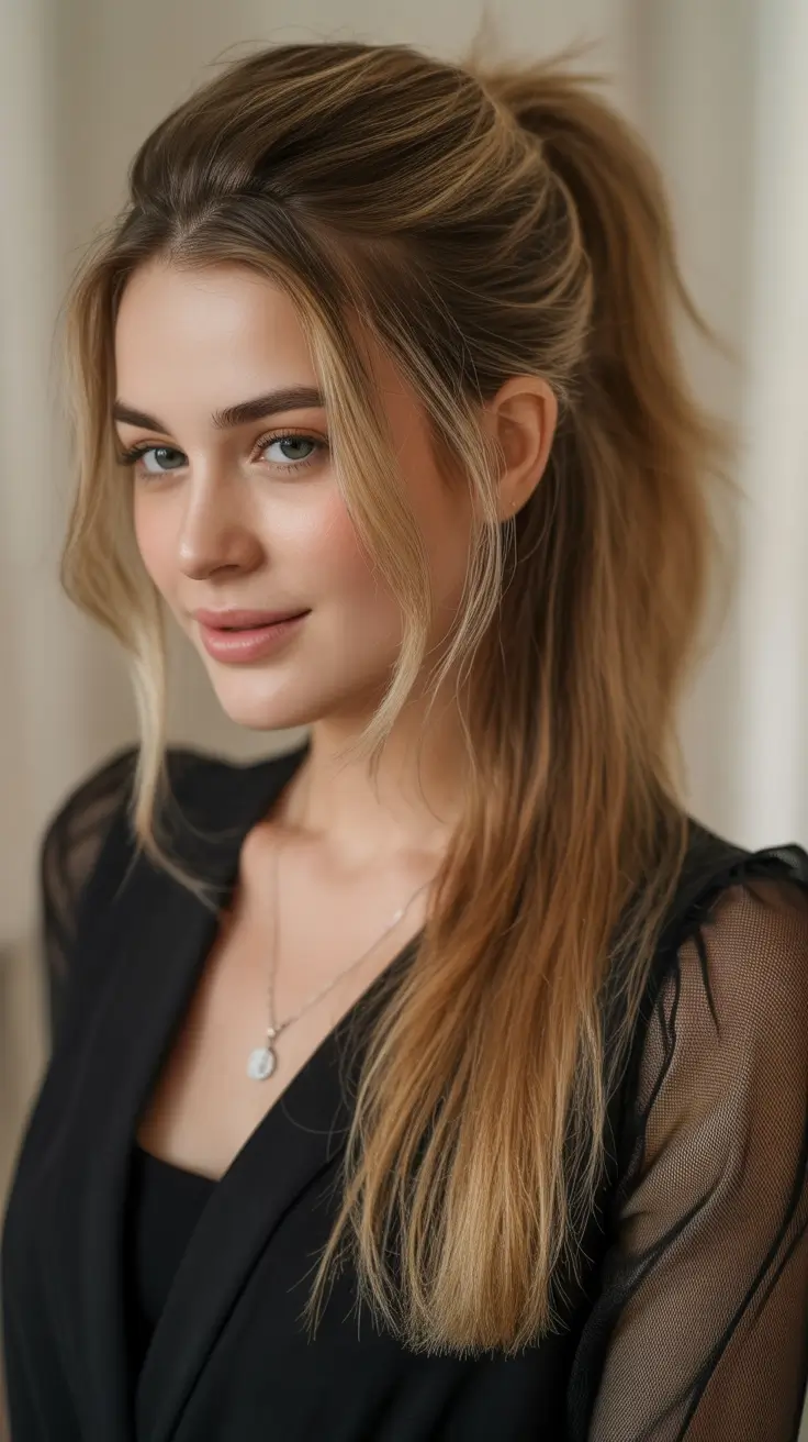 straight hairstyles layered ponytail face framing