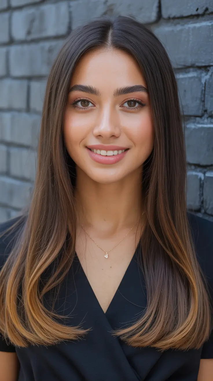 straight hairstyles long sleek gradient ends