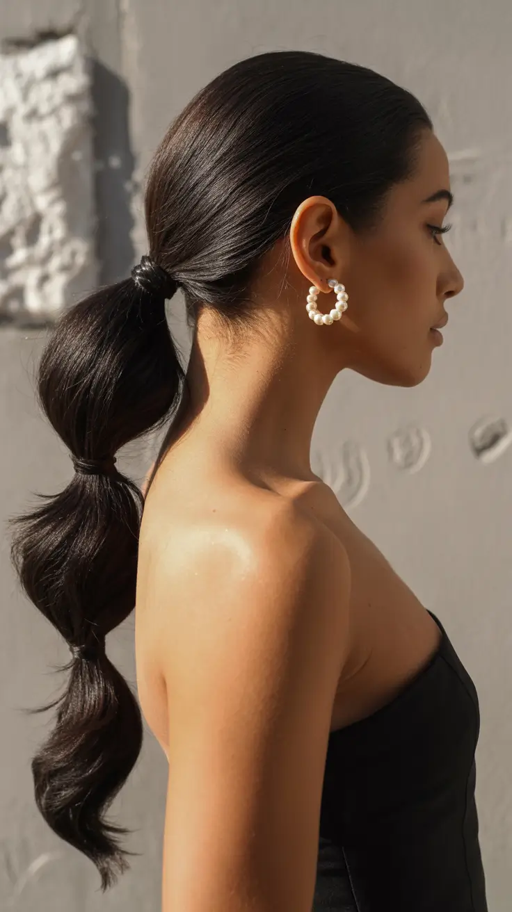 straight hairstyles bubble ponytail polished sleek