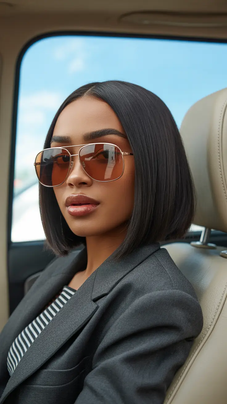 straight hairstyles sharp executive bob