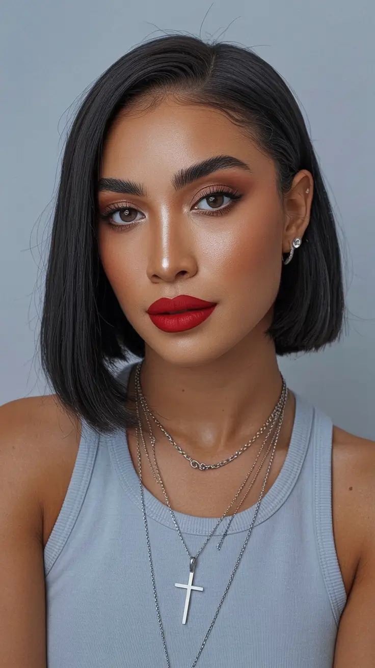 straight hairstyles chin length bob