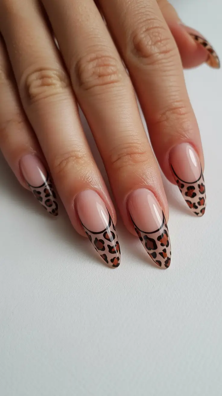 gel nail art designs 2026 Leopard French Tips