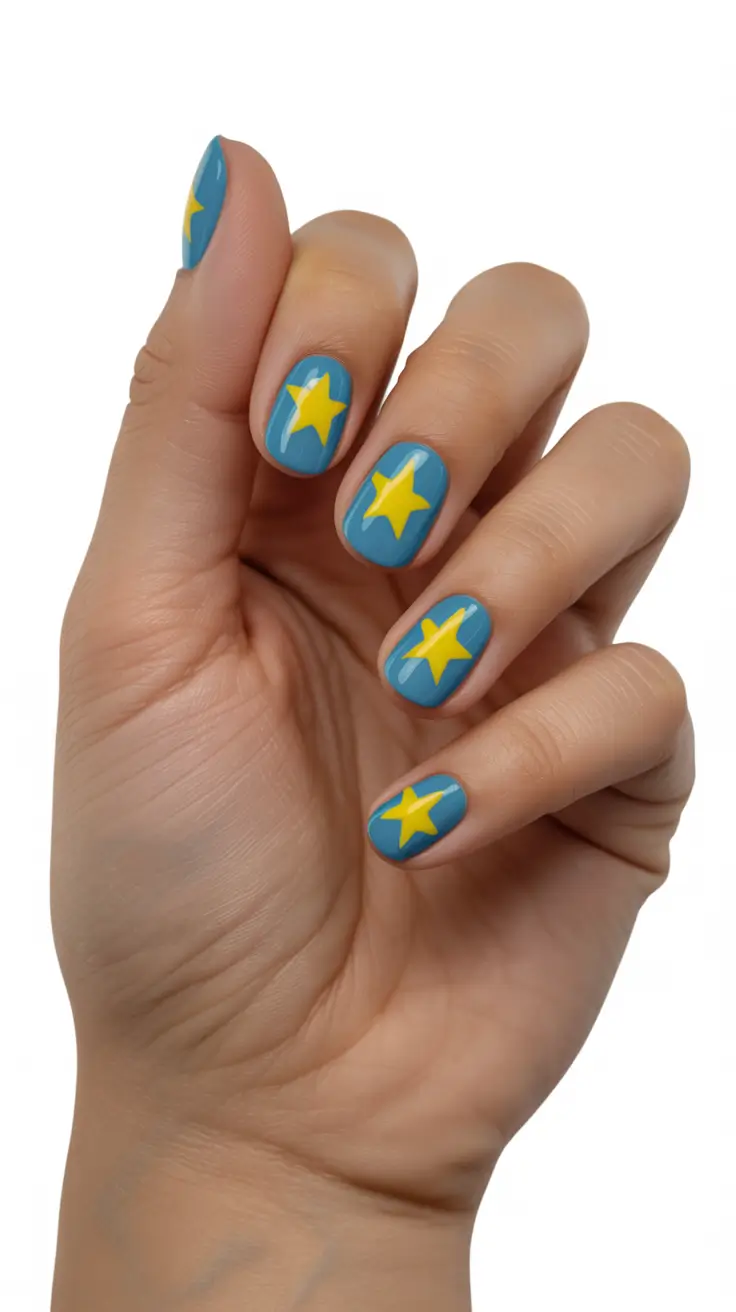 gel nail art designs 2026 Blue Cute Star Nails