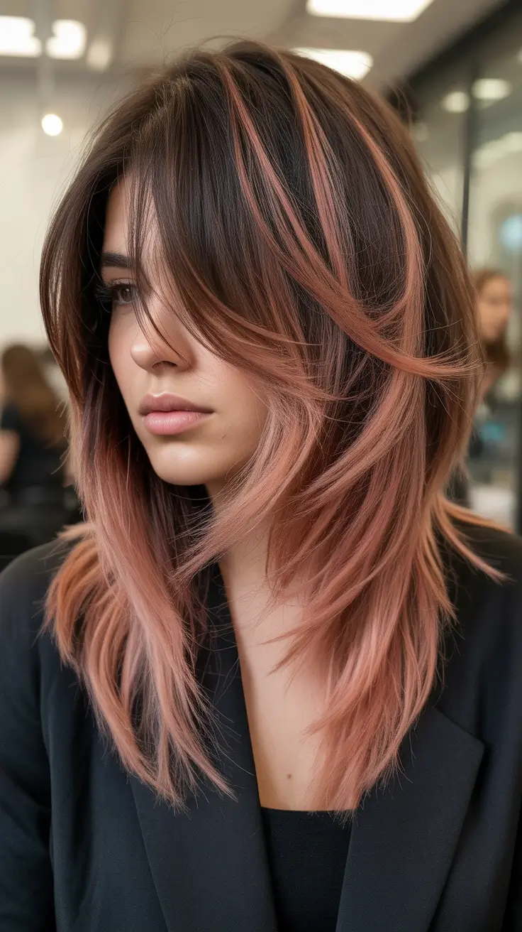 Layered haircut ideas 2026 Smoky Pink Layered Melt