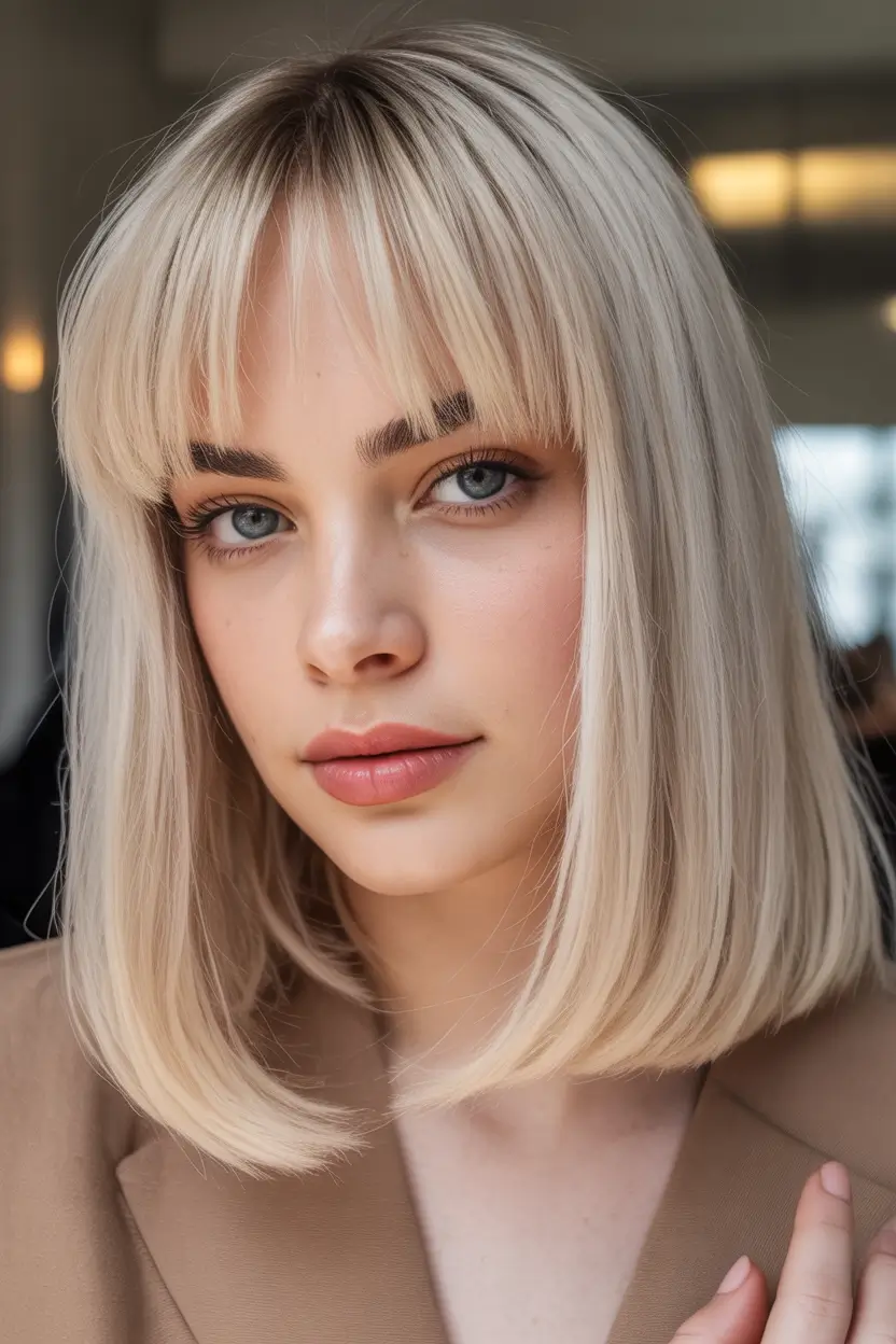 Lob haircut inspiration 2026 Soft Fringe Elegance
