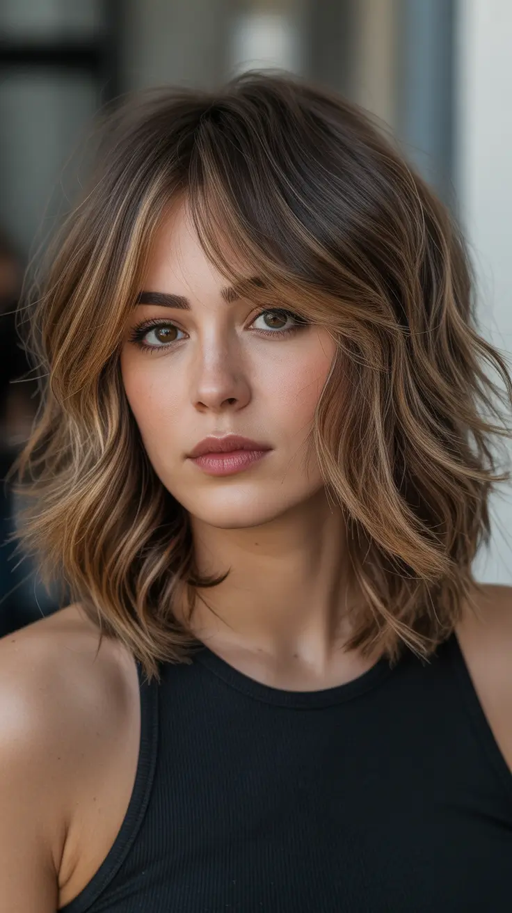 Lob haircut inspiration 2026 Warm Textured Waves