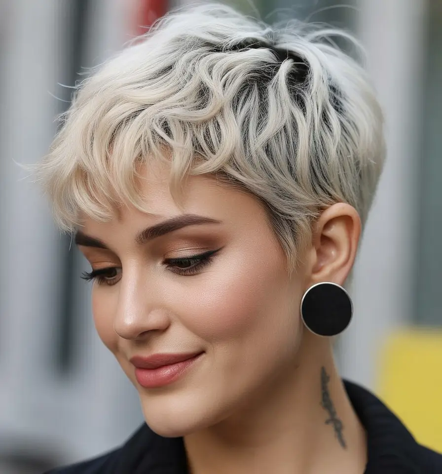 Messy pixie haircut ideas 2026 Soft Blonde Pixie With Tousled Movement