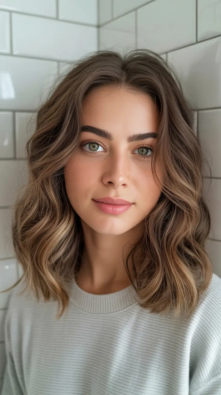 Mid-length haircut ideas 2026 Subtle Ash Waves With Face-Framing Movement
