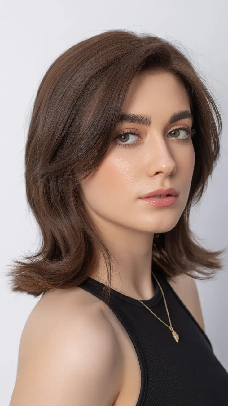 Mid-length haircut ideas 2026 Classic Straight Mid-Length With Feathered Ends