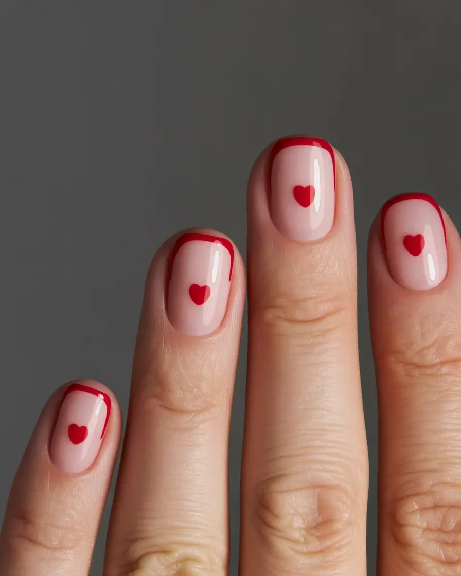 Minimalist natural nails 2026 Heart French Design