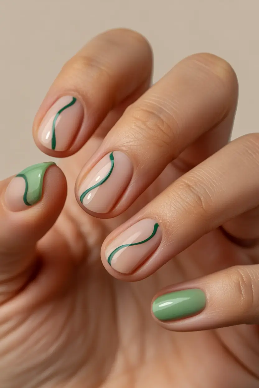 Minimalist natural nails 2026 Green Line Design
