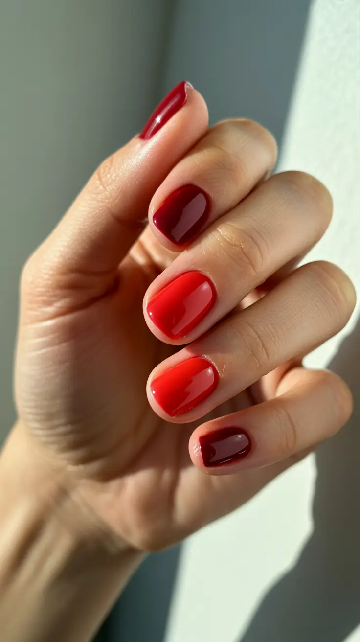 Minimalist natural nails 2026 Red Polish