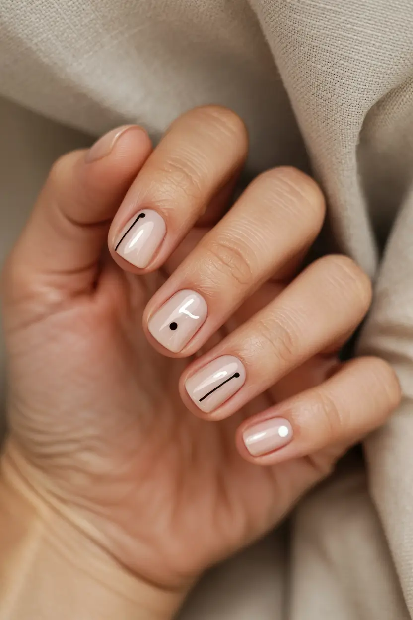 Minimalist natural nails 2026 Line Art Design