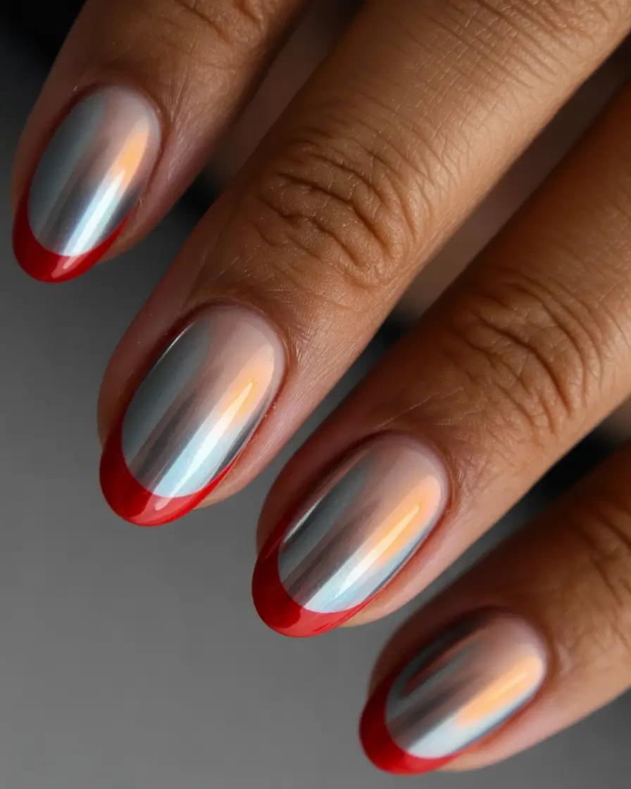Minimalist natural nails 2026 Chrome Detail