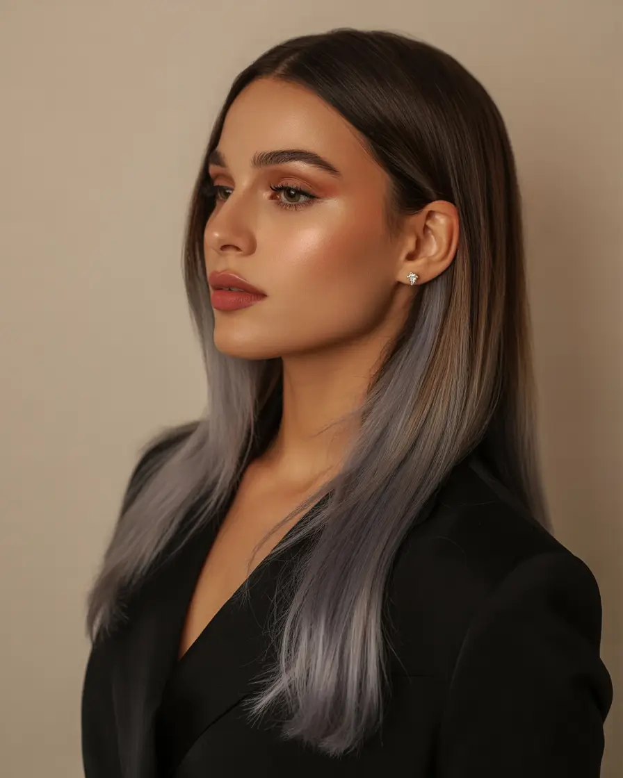 Mushroom brown hair color 2026 Sleek Ash-Mushroom Blend With Straight Precision