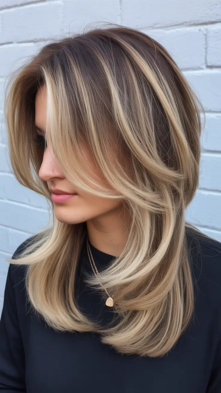 Mushroom brown hair color 2026 Blended Mushroom Blonde With Satin Layering