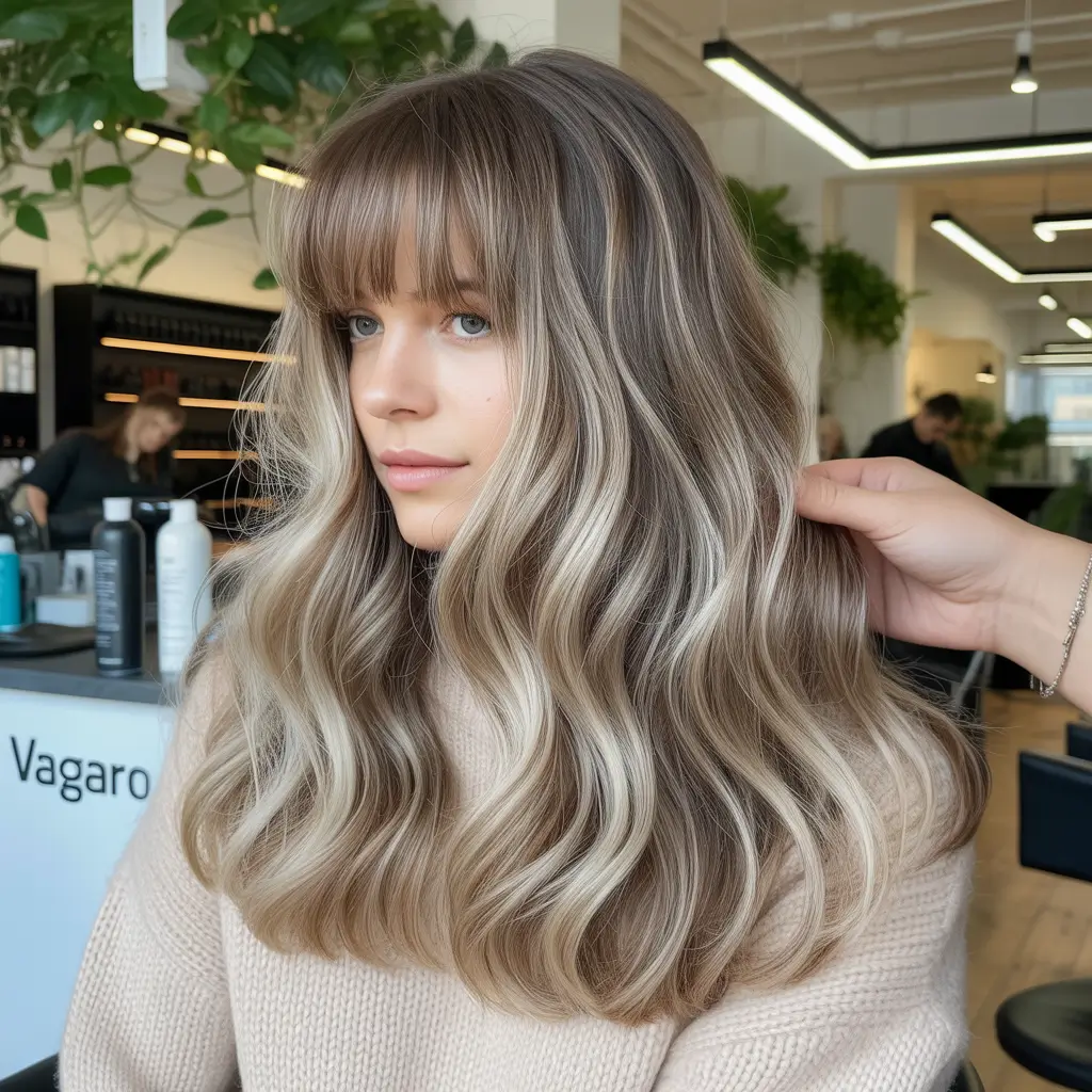 Mushroom brown hair color 2026 Soft Mushroom Brown With Wispy Fringe and Creamy Dimension