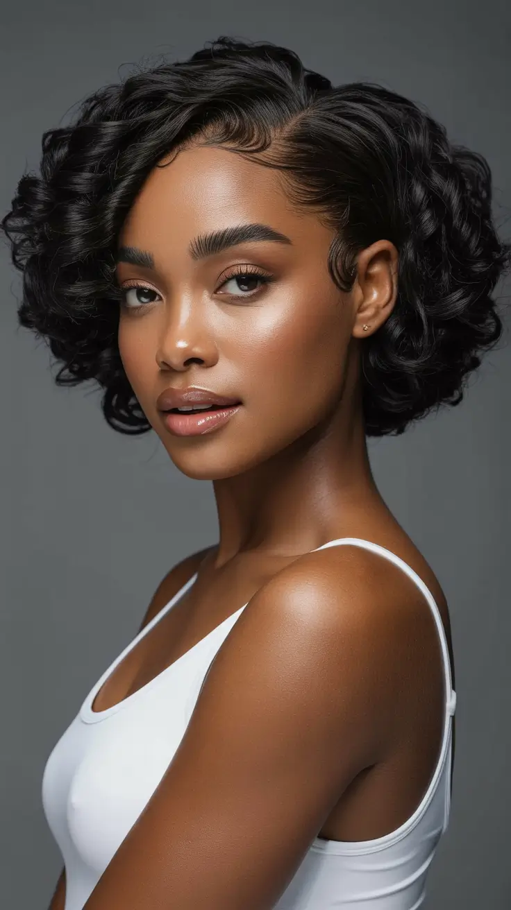 natural hairstyles for black women 2026 Sculpted Curly Bob with Polished Edges