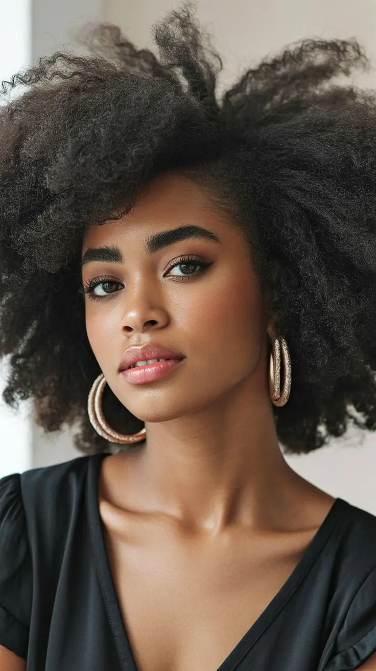natural hairstyles for black women 2026 Textured Free-Form Afro with Natural Lift