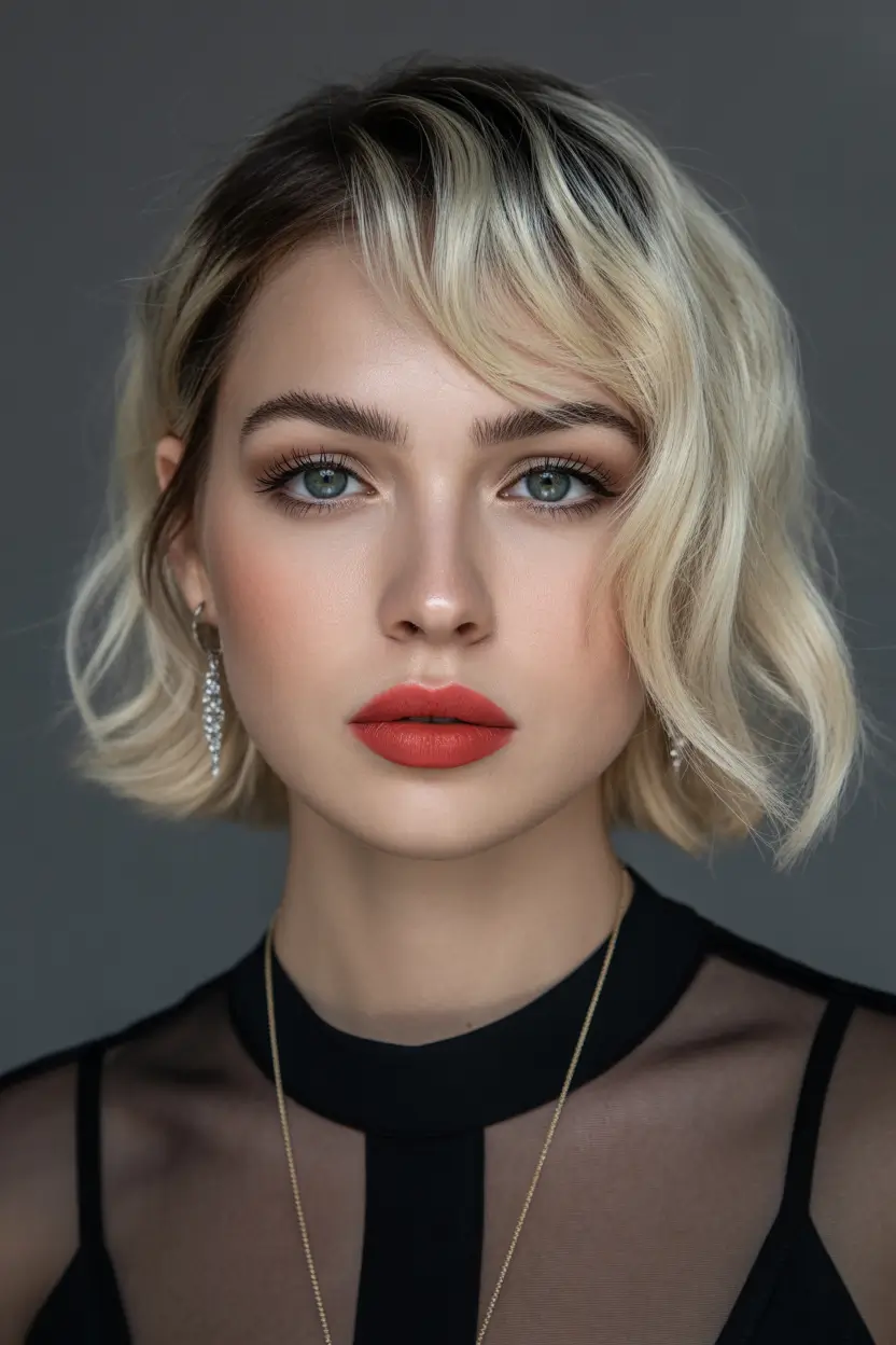 New bangs hairstyle trends 2026 Soft Blonde Bob With Side-Swept Mini Fringe