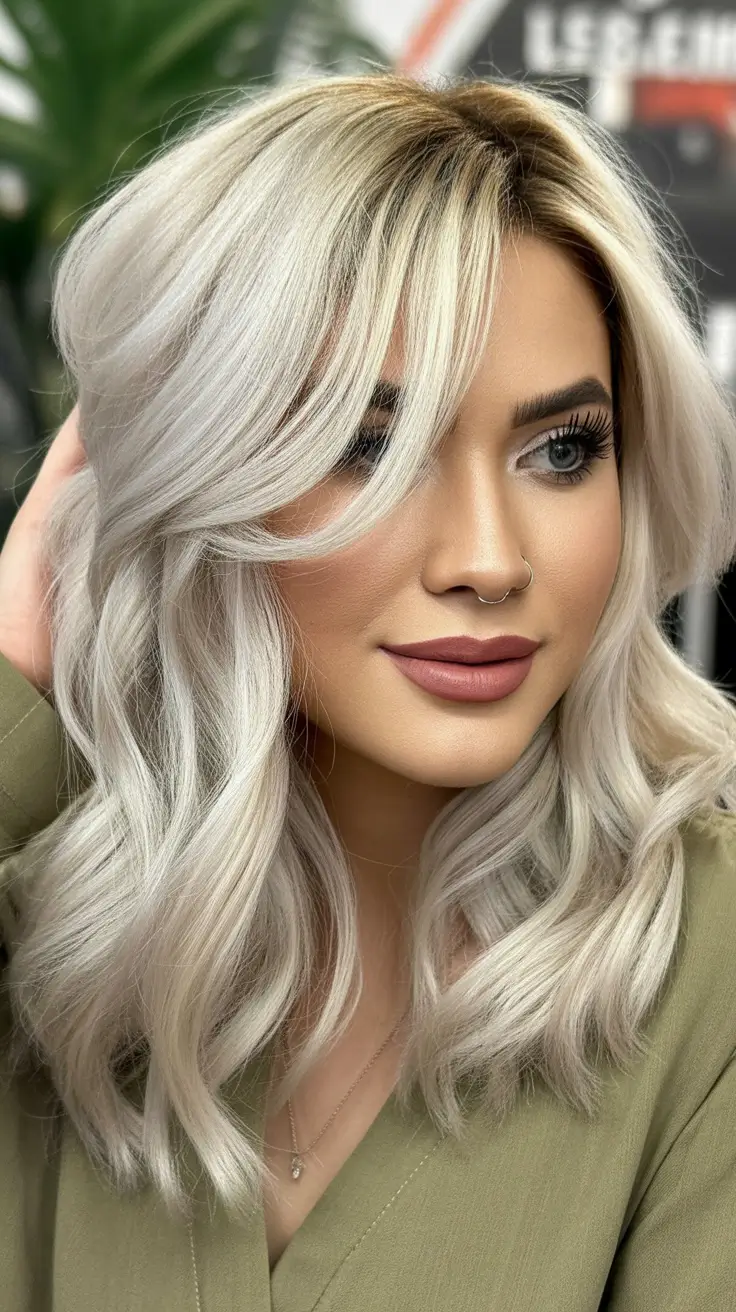 New bangs hairstyle trends 2026 Long Curtain Waves With Frosted Dimension