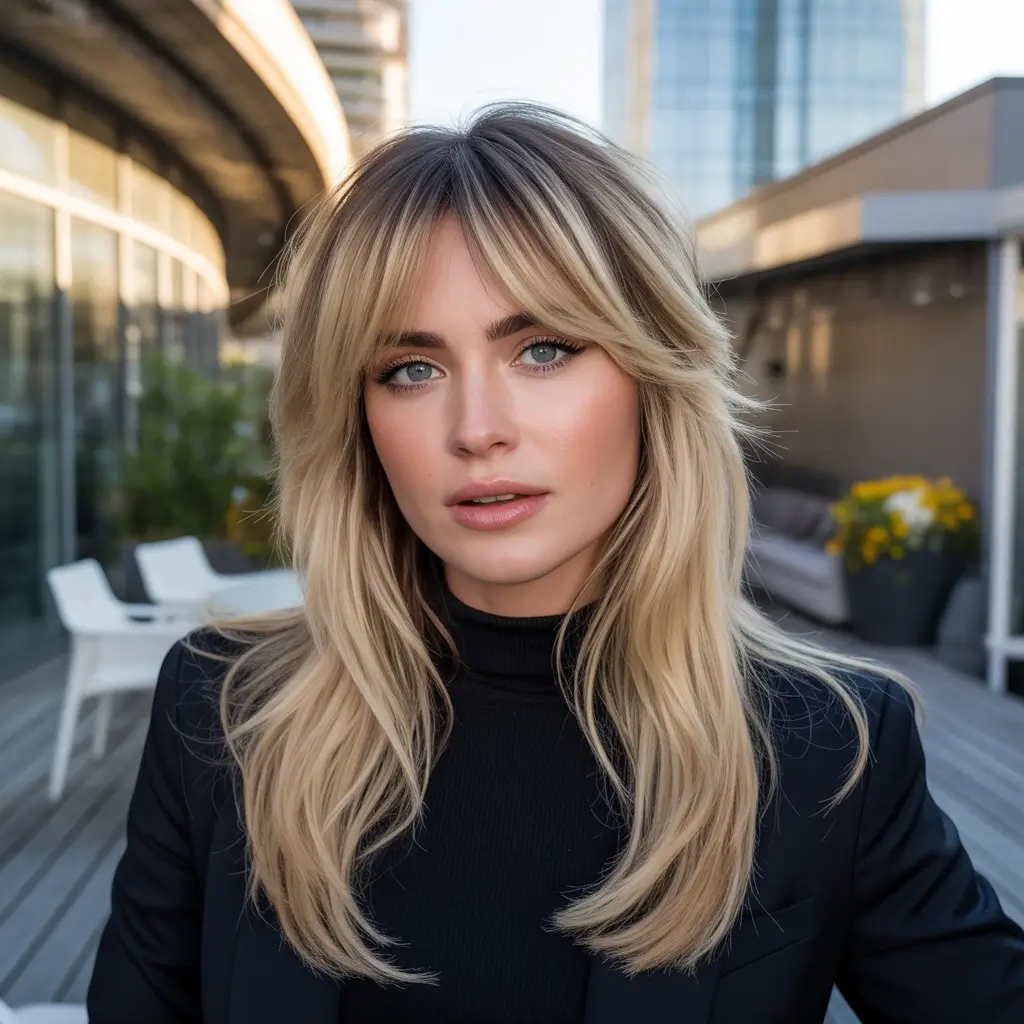 New bangs hairstyle trends 2026 Layered Blended Fringe With Long Movement