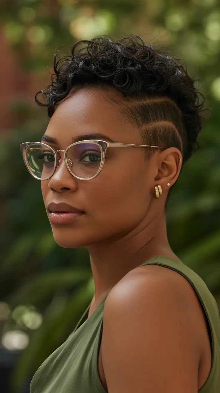 hairstyle black women short hair Textured Undercut Pixie With Modern Edge