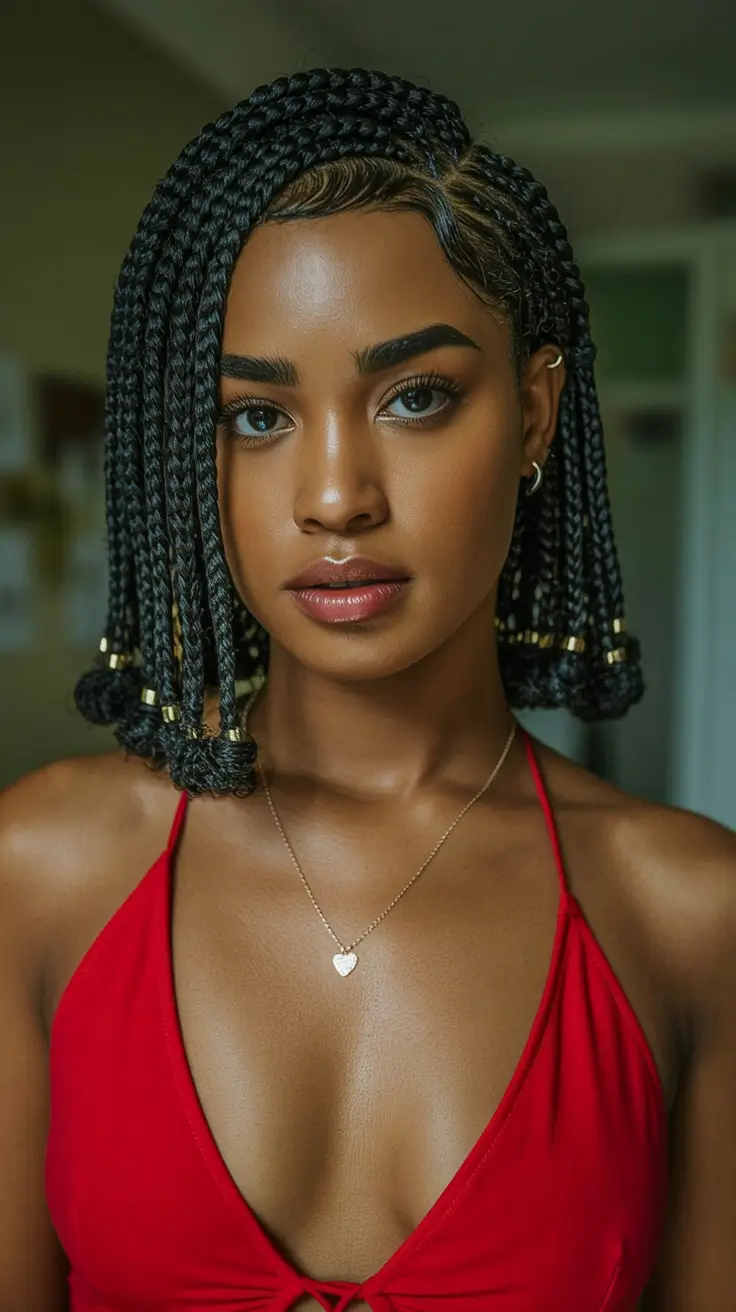 hairstyle black women braided Chic Braided Bob With Beaded Ends