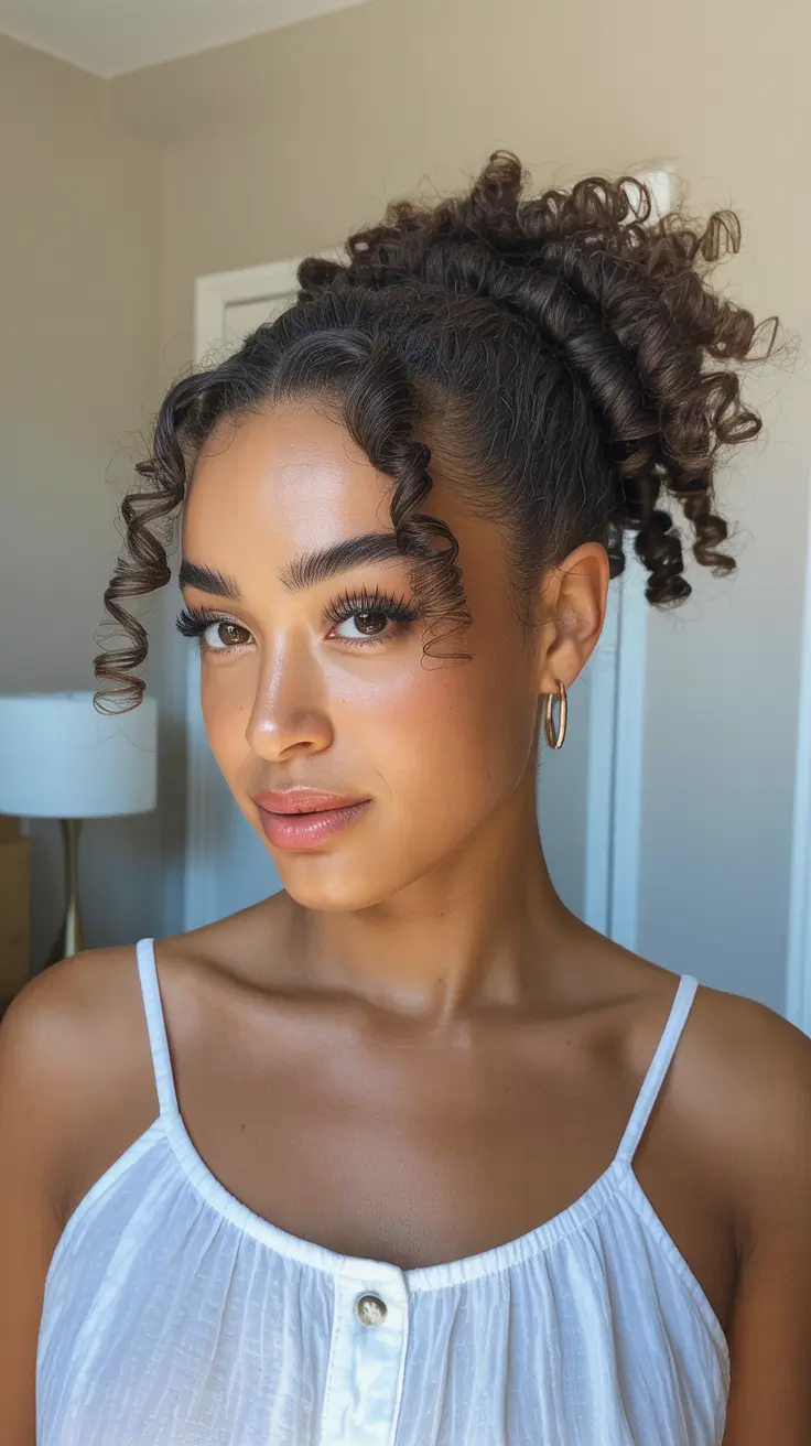 hairstyle black women quick weave Loose Curly Updo With Face-Framing Spirals