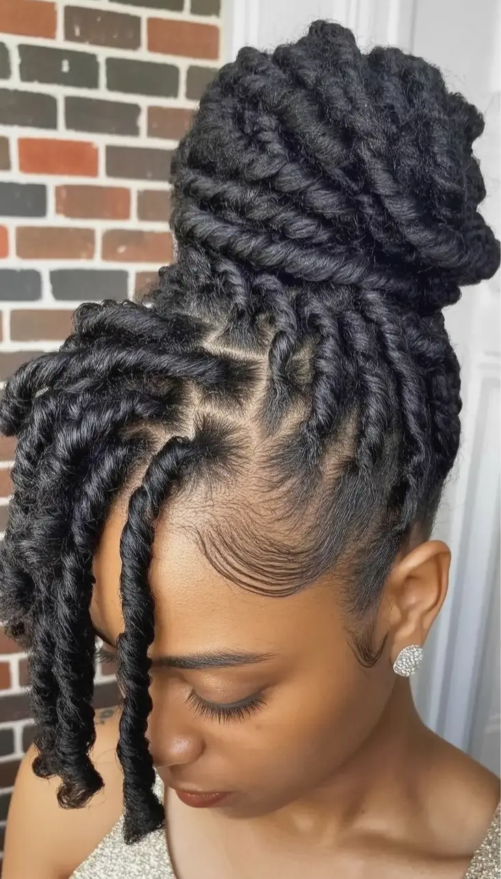 hairstyle black women locs Protective Loc Bun With Sculpted Front Sections