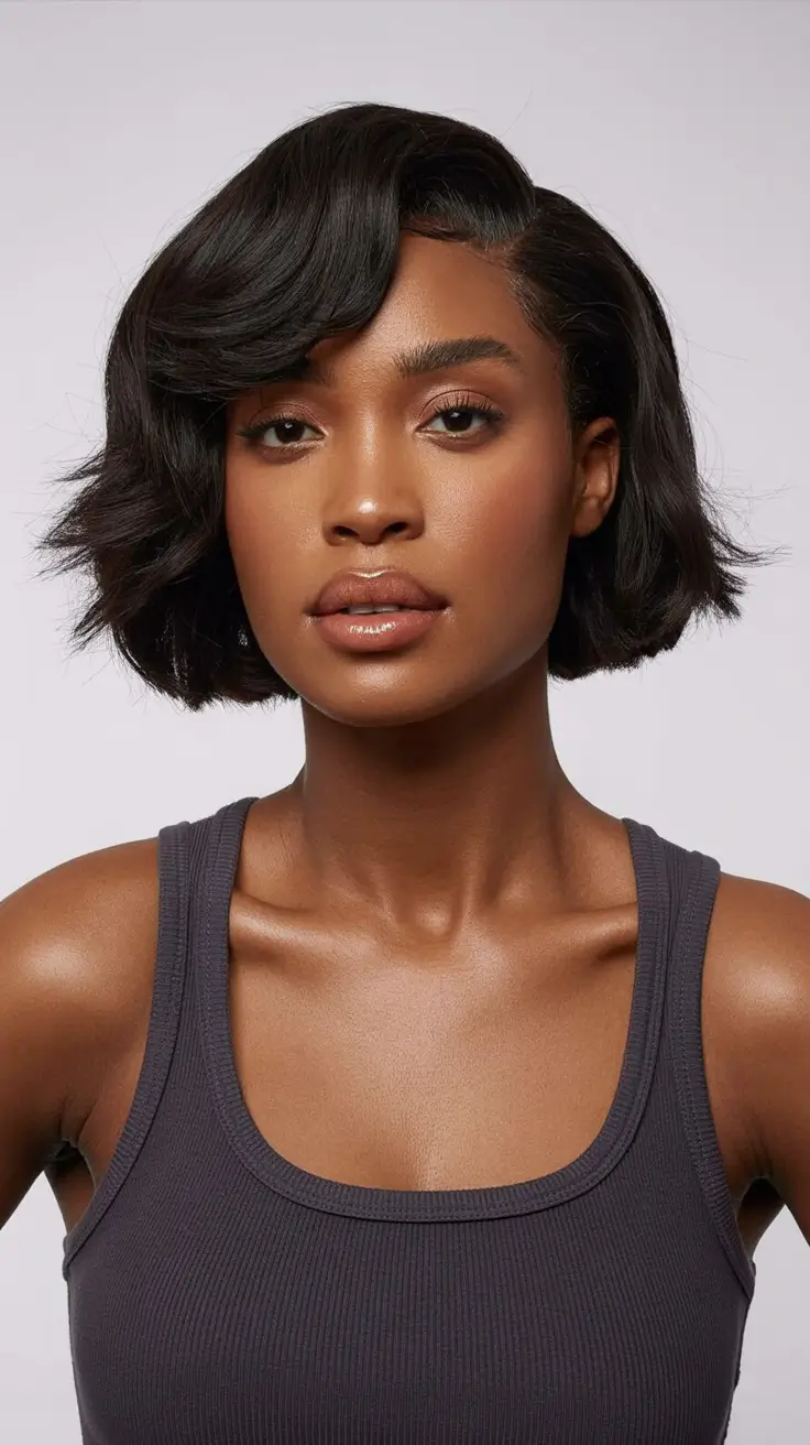 hairstyle black women straight hair Classic Silk-Pressed Bob with Natural Volume