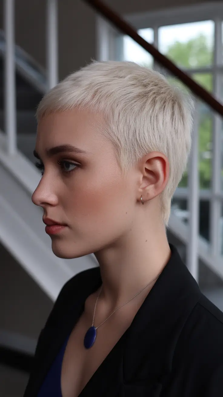 New pixie cut trends 2026—Airy Silver Pixie with Micro Shag Layers