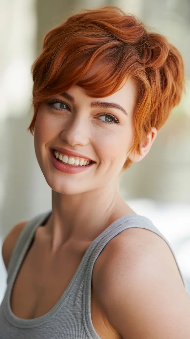 New pixie cut trends 2026—Chestnut Pixie with Soft Volume and Natural Finish