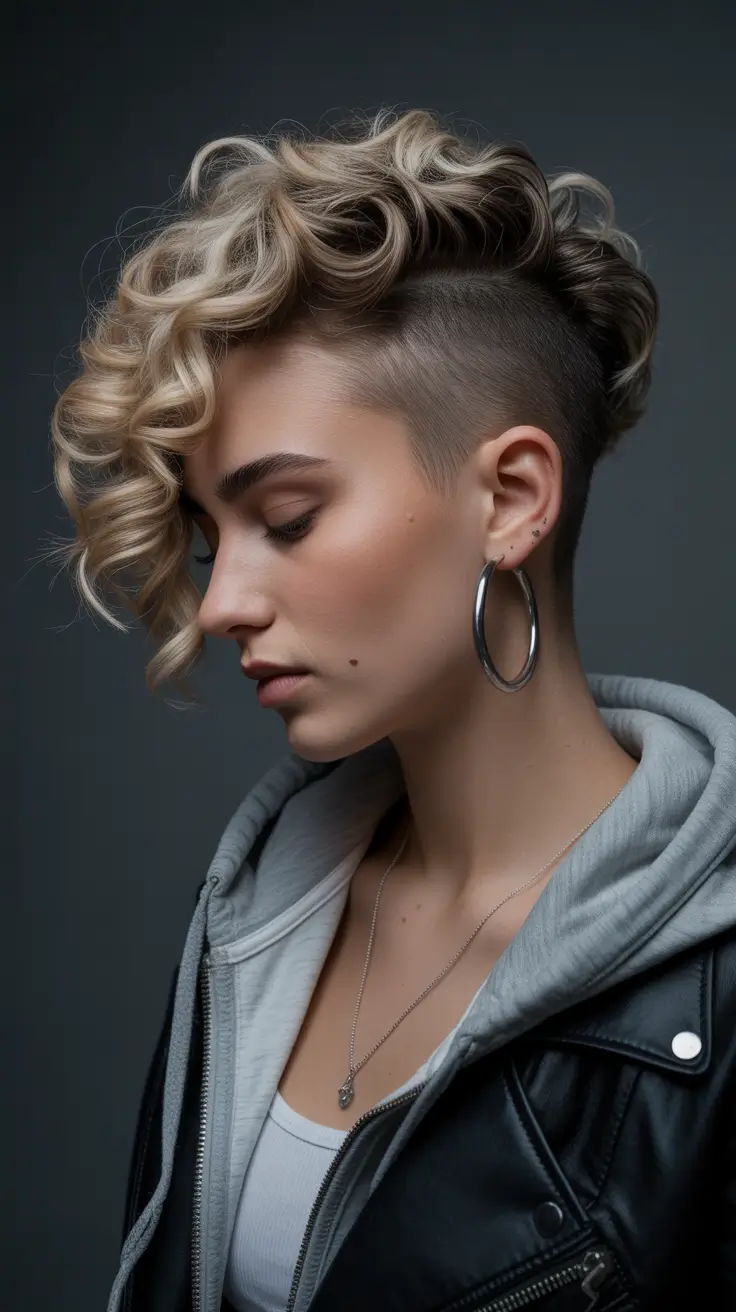 New pixie cut trends 2026—Curled Undercut Pixie with Bold Volume