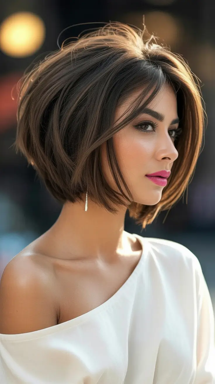 Women Airy Brunette Volume Bob