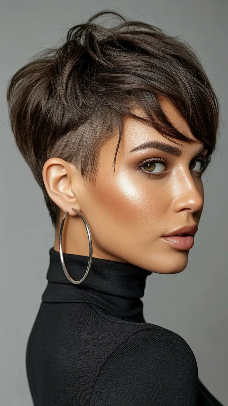 Women Edgy Undercut Pixie Flow