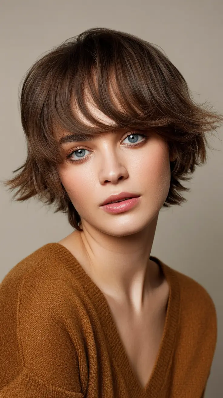 Women Feathered Brunette Micro-Shag