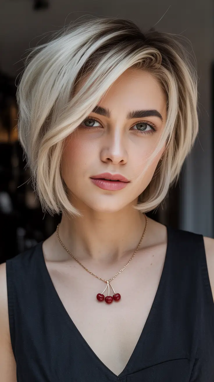 Women Snow-Blonde Layered Bob