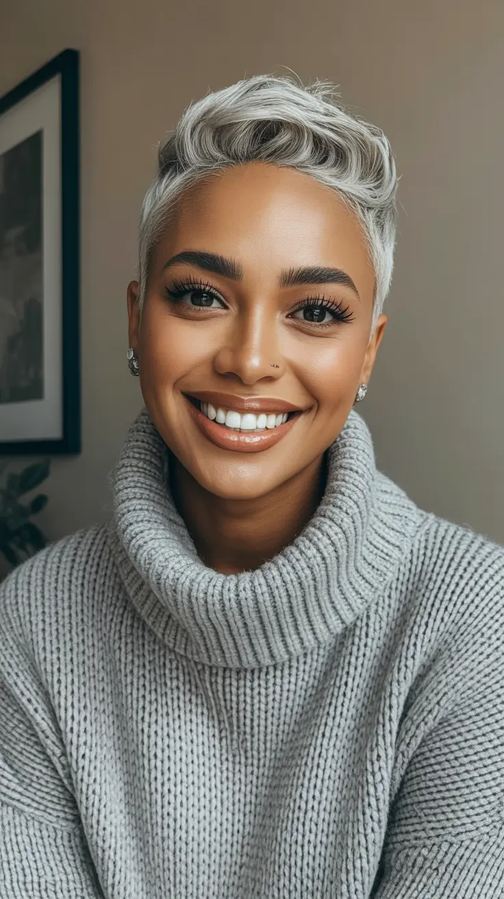 Women Frosted Silver Soft Pixie