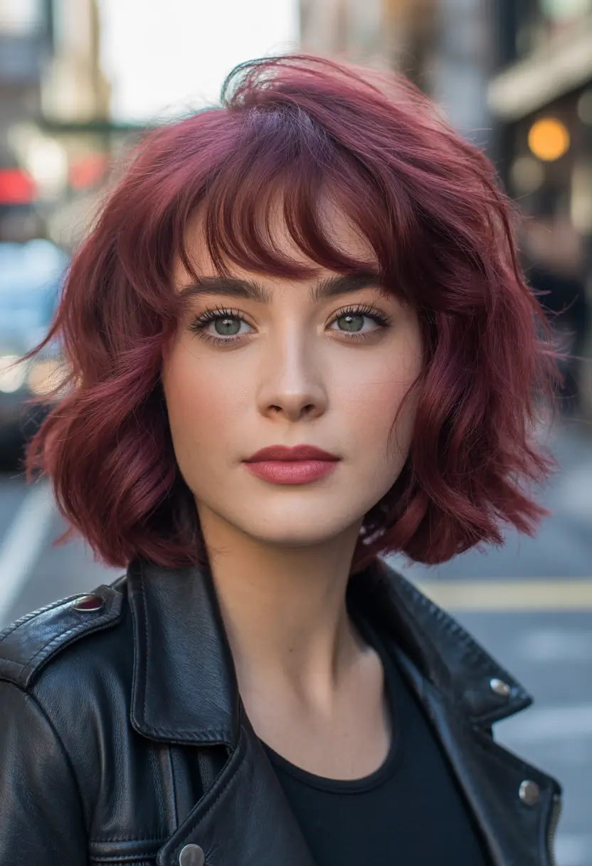 Women Berry Wave Bob With Micro Fringe