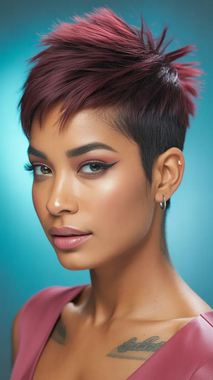 Women Precision Burgundy Pixie Edge
