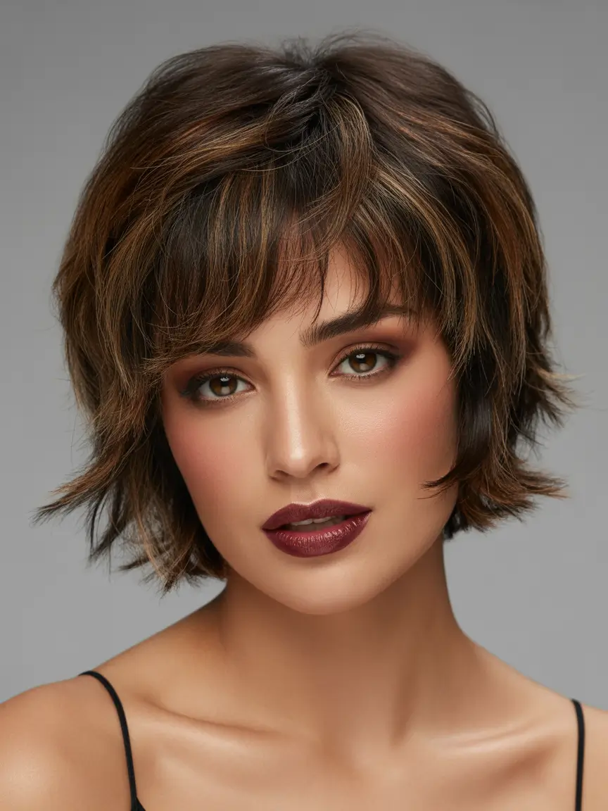 Women Soft Fringe Shaggy Bob