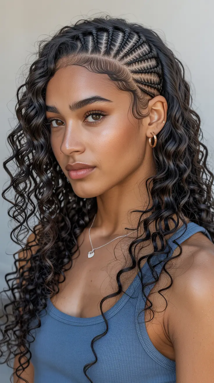 Side-part hairstyle trends 2026 – Cornrow Side Detail