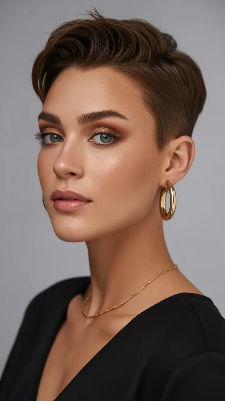 Side-part hairstyle trends 2026 – Tapered Pixie