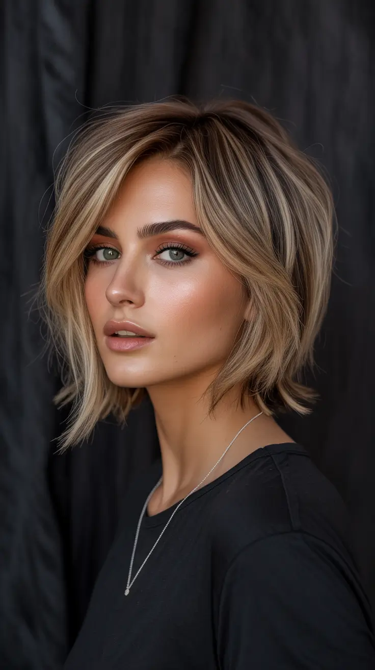 Side-part hairstyle trends 2026 – Layered Bob