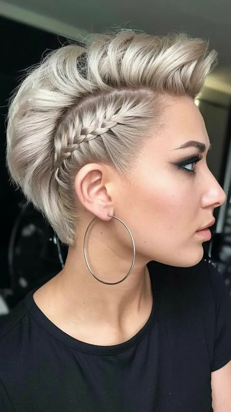 Side-part hairstyle trends 2026 – Braided Fauxhawk