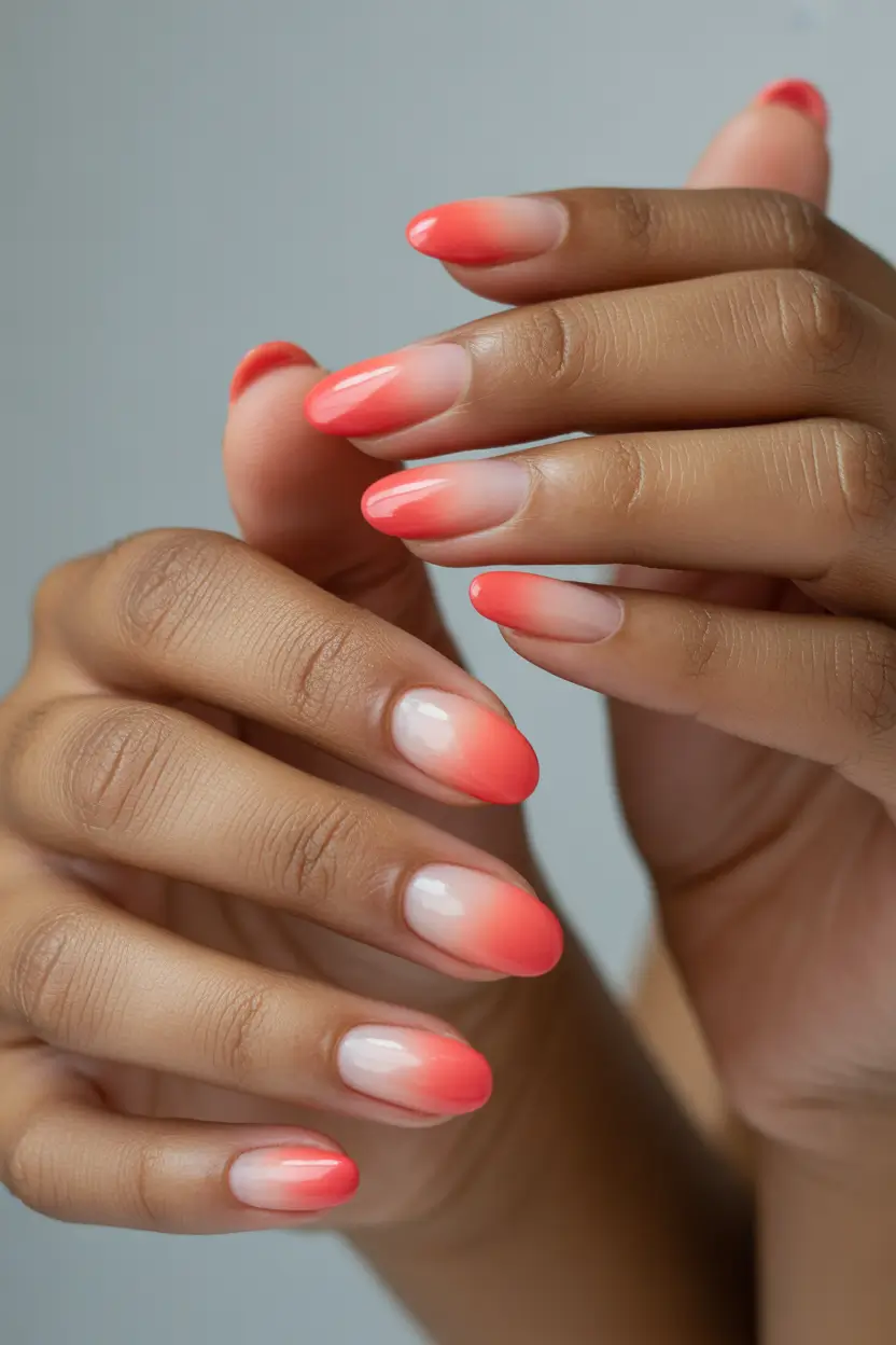 simple everyday nails 2026 Coral ombre