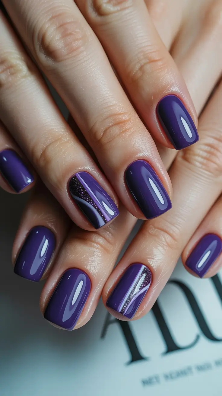 simple everyday nails 2026 Purple shimmer