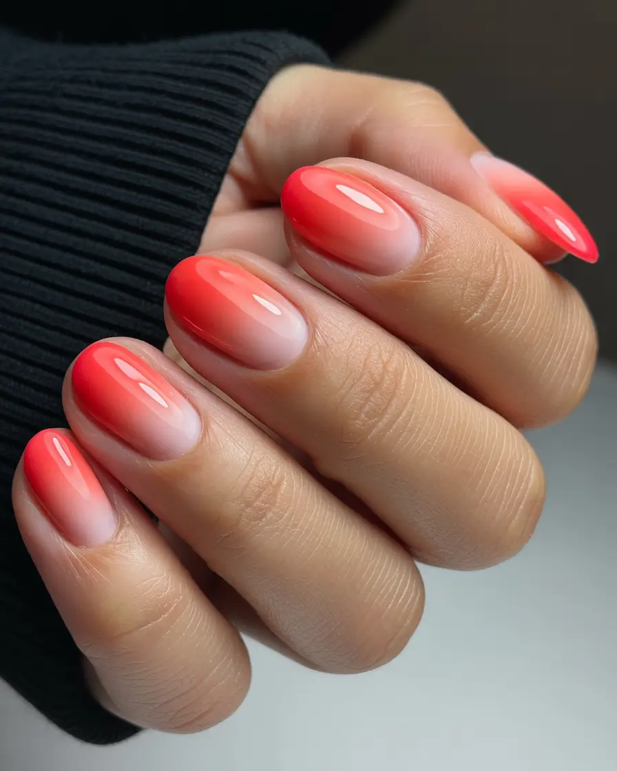 simple everyday nails 2026 Coral gradient